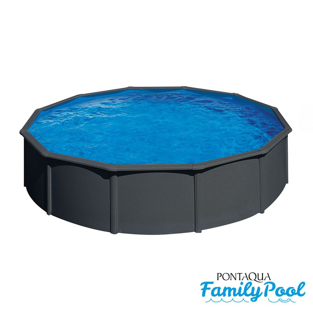 Pontaqua Family Pool, kör alakú, antracitszürke